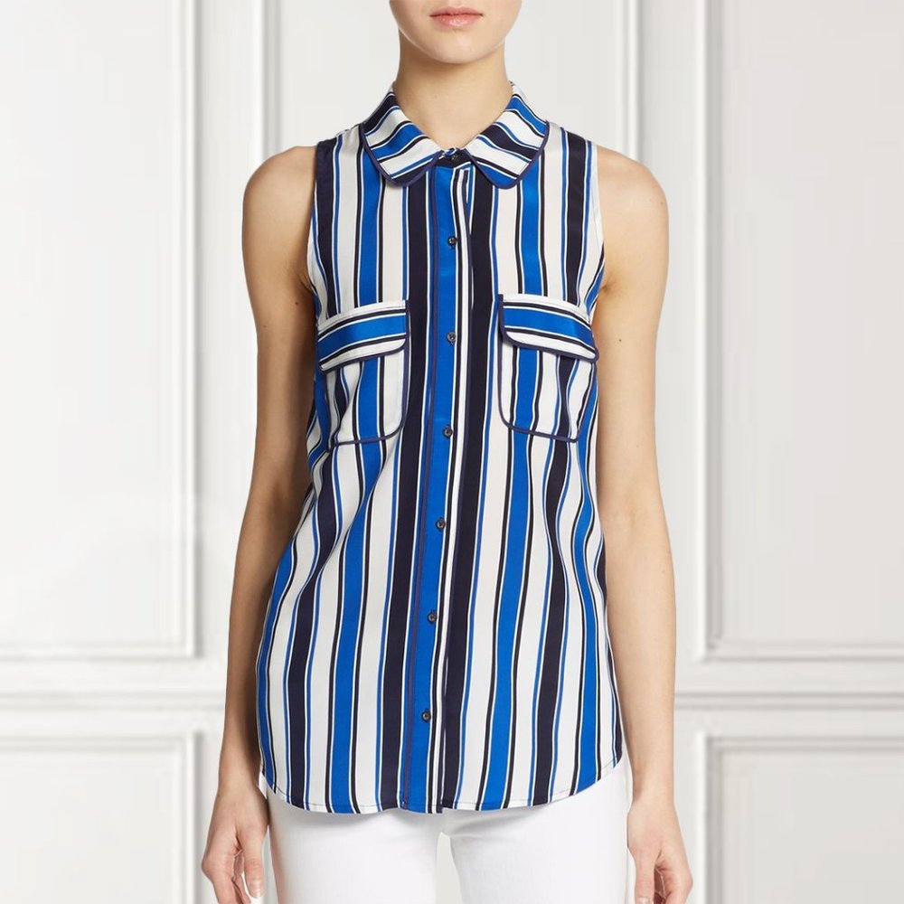 Patterson J Kincaid Sima Striped Silk Shirt size S